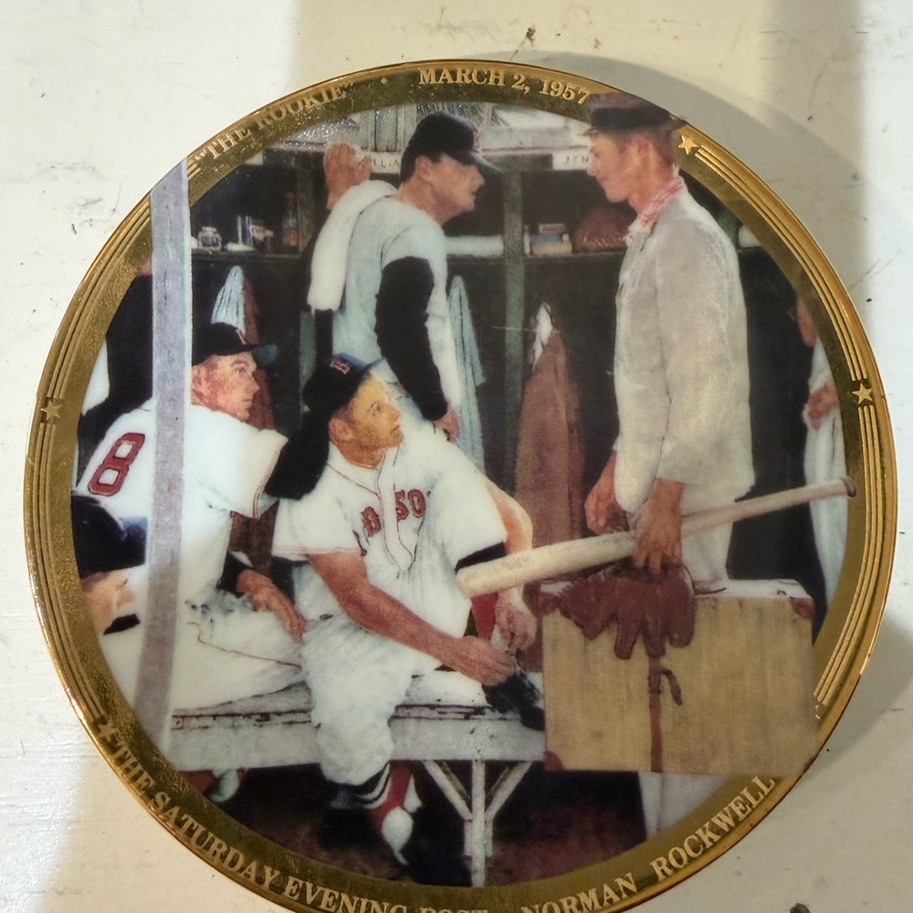 Set of 3 Norman Rockwell The Rookie Collector Plates Saturday Evening Post